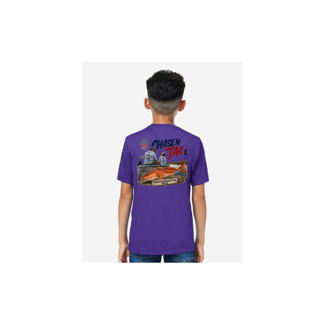 Dad and Son – Youth Short Sleeve in Campus Purple - back view