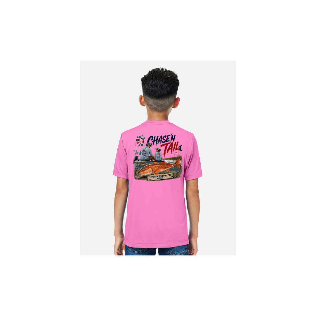 Dad and Son – Youth Short Sleeve in Charity Pink - back view