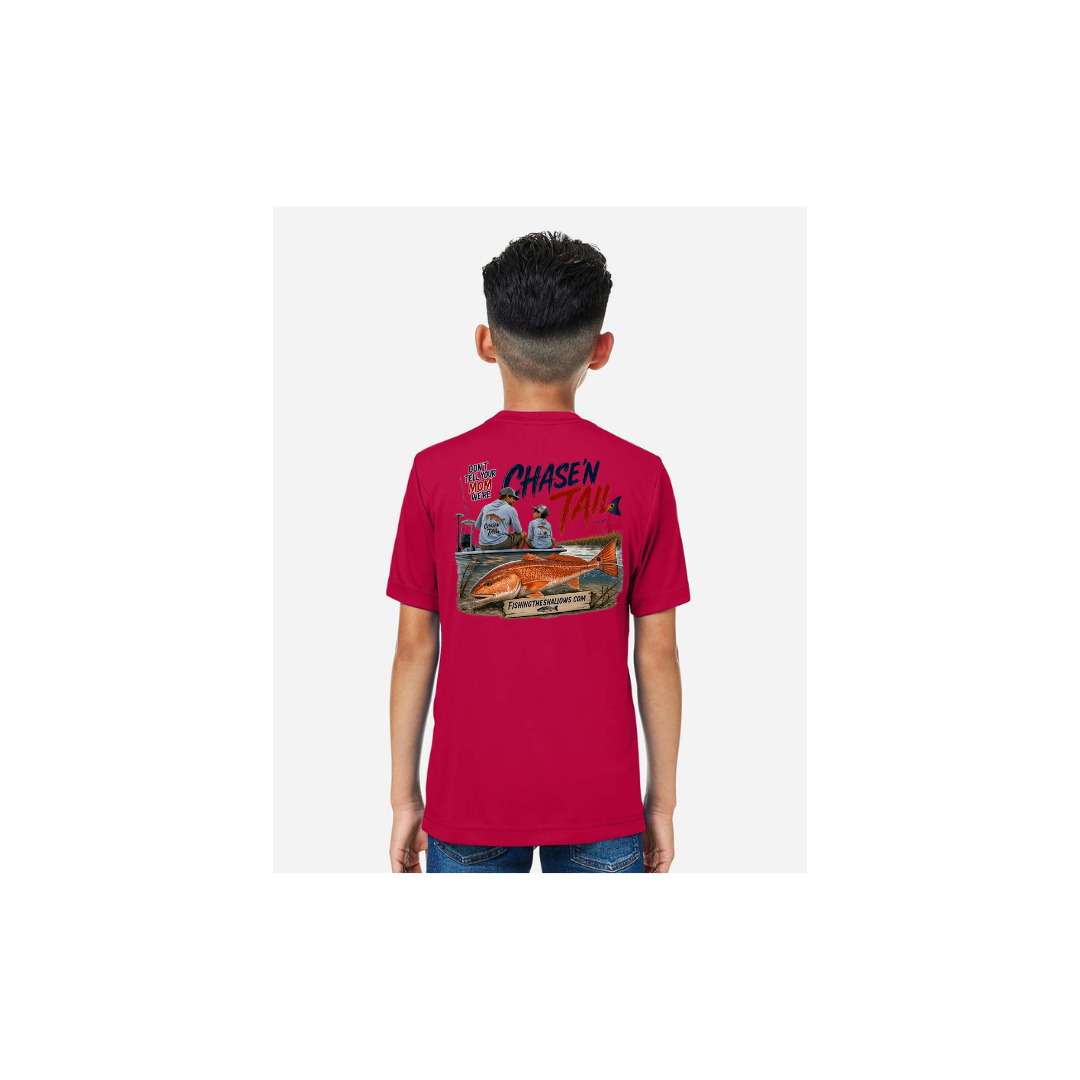 Dad and Son – Youth Short Sleeve in Classic Red - back view
