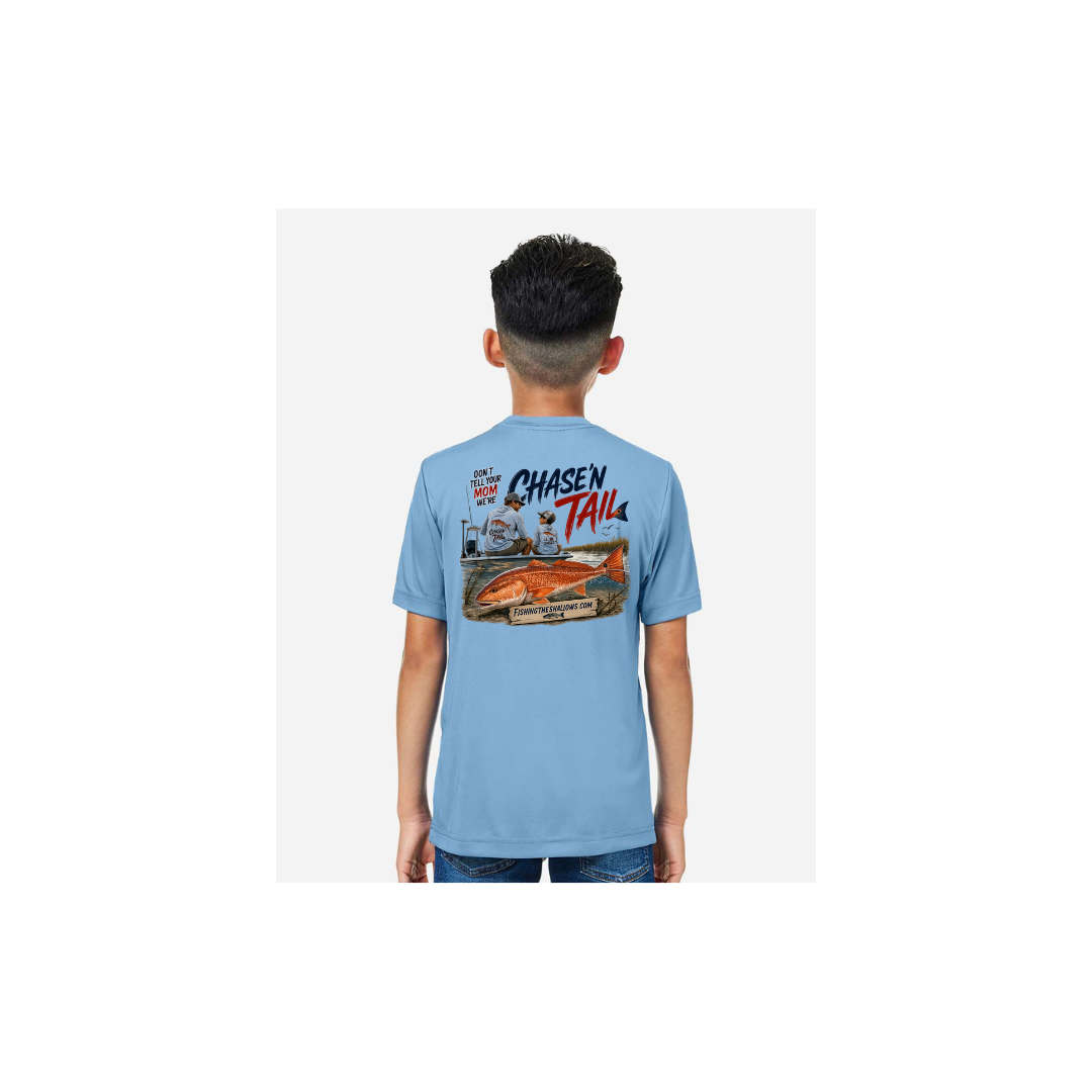 Dad and Son – Youth Short Sleeve in Columbia Blue - back view