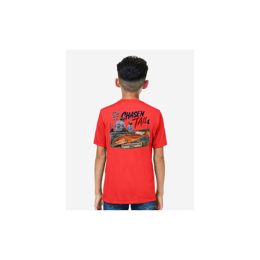Dad and Son – Youth Short Sleeve in Marina Red - back view