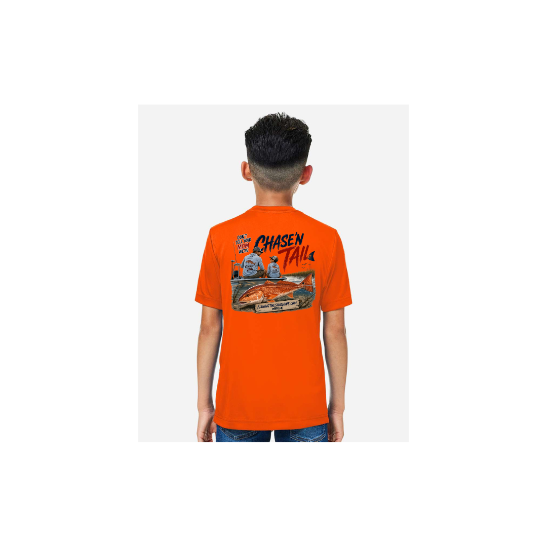 Dad and Son – Youth Short Sleeve in Safety Orange - back view