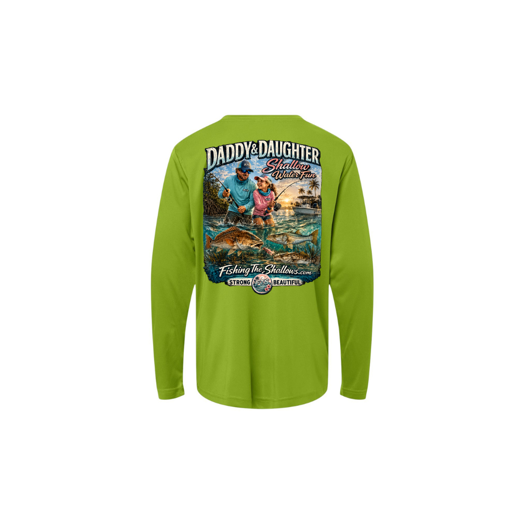 Daddy Daughter – Girls Long Sleeve in Acid Green - back view