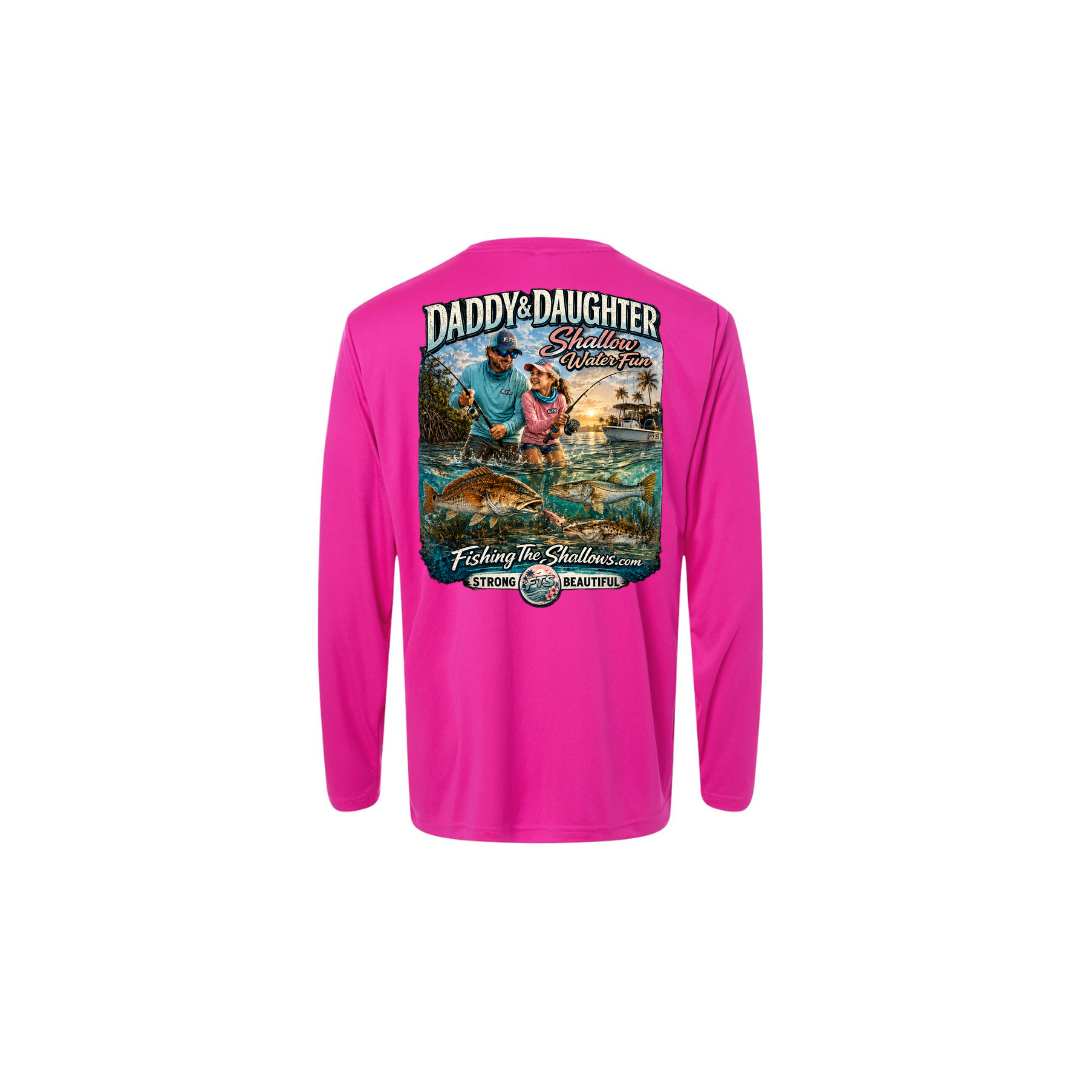Daddy Daughter – Girls Long Sleeve in Bright Magenta - back view