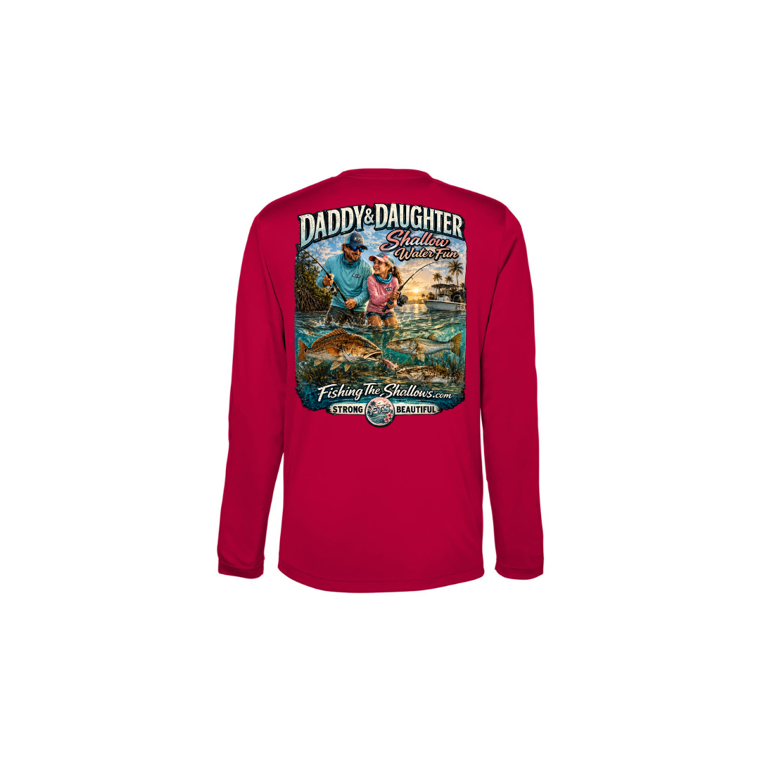 Daddy Daughter – Girls Long Sleeve in Classic Red - back view