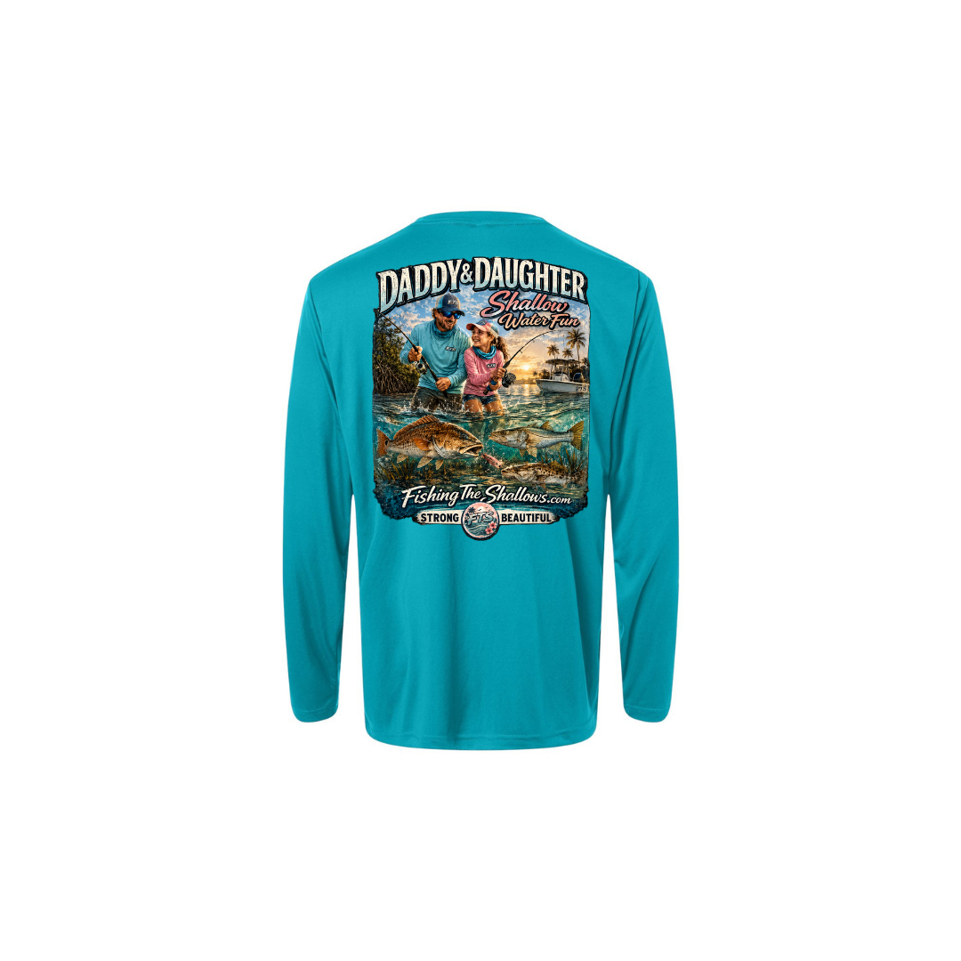 Daddy Daughter – Girls Long Sleeve in Clear Teal - back view