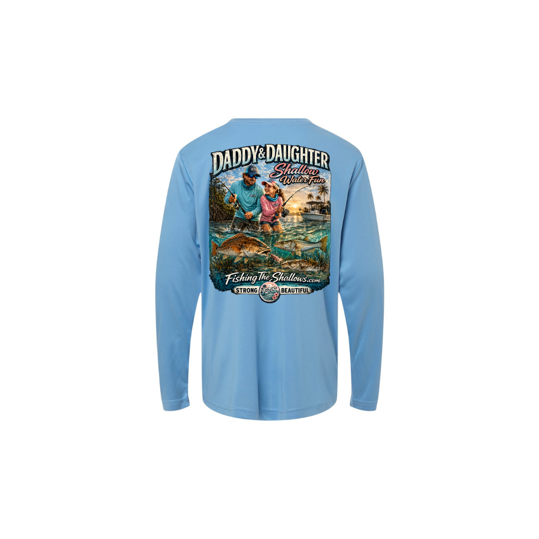 Daddy Daughter – Girls Long Sleeve in Columbia Blue - back view