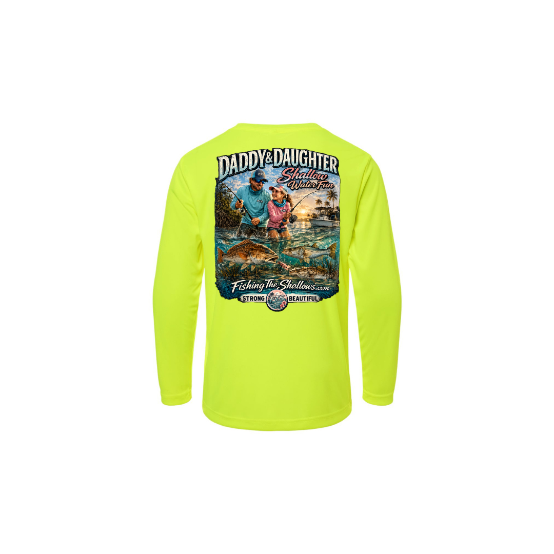 Daddy Daughter – Girls Long Sleeve in Safety Yellow - back view