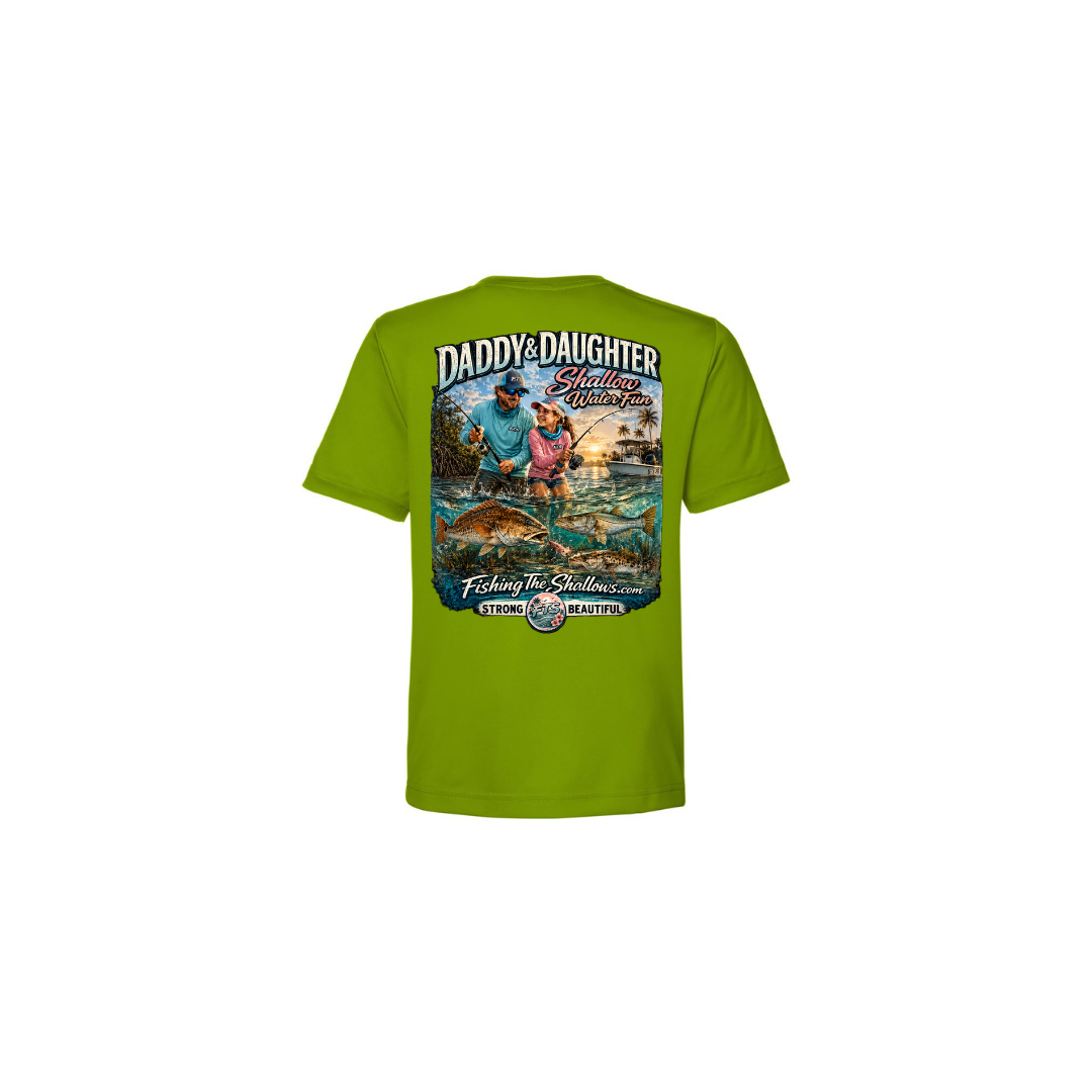 Daddy Daughter – Girls Short Sleeve in Acid Green - back view