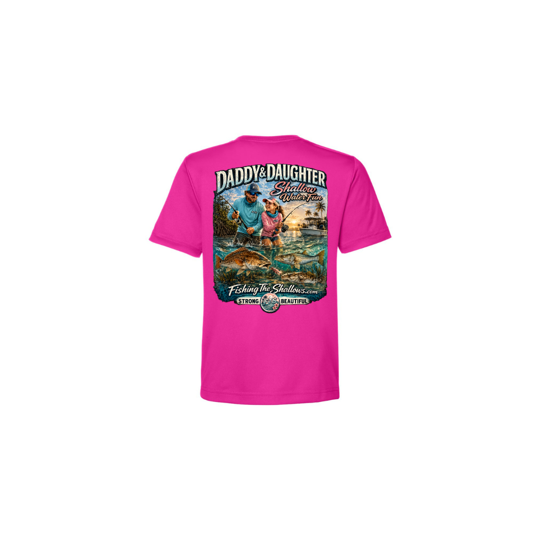 Daddy Daughter – Girls Short Sleeve in Bright Magenta - back view