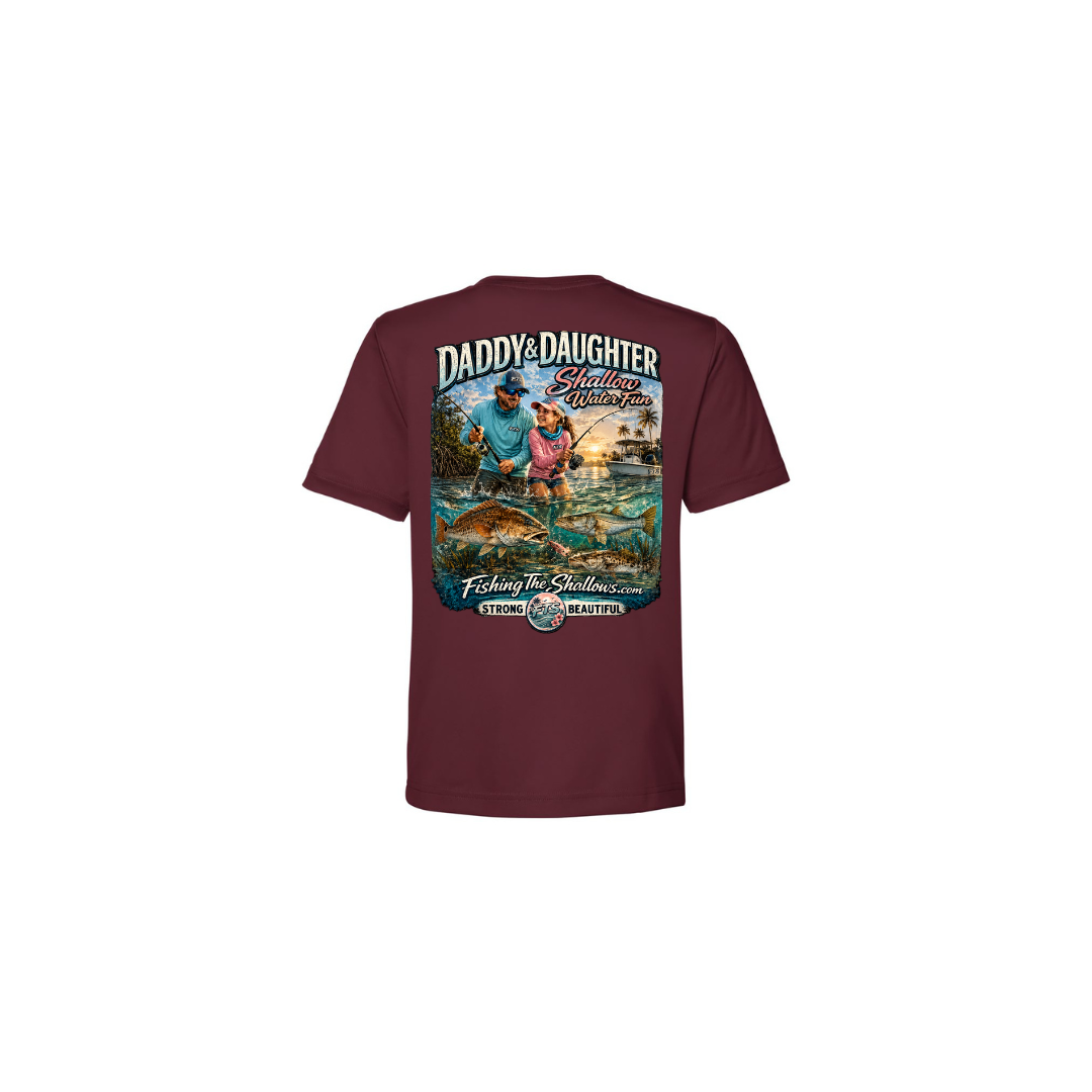 Daddy Daughter – Girls Short Sleeve in Burgundy - back view