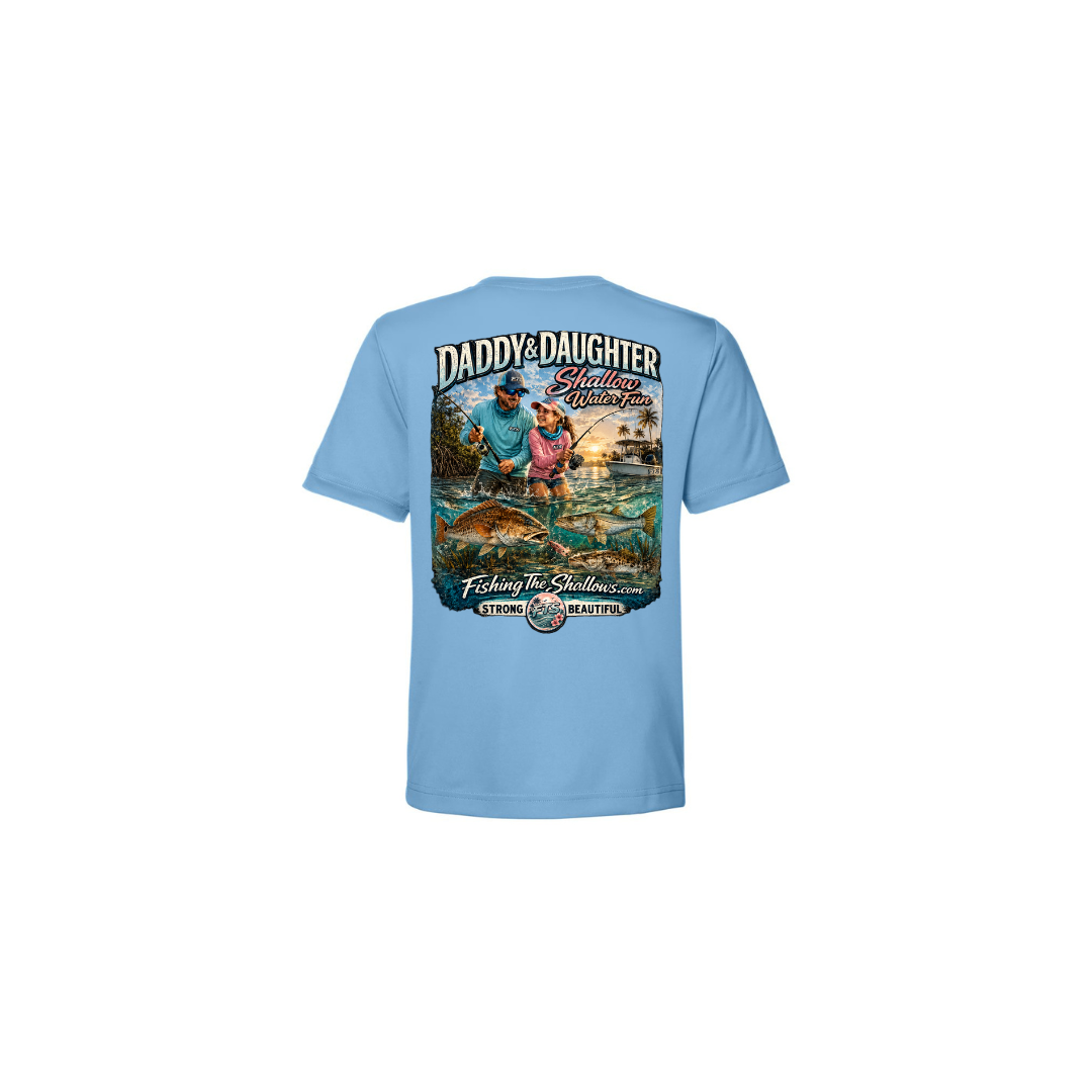 Daddy Daughter – Girls Short Sleeve in Columbia Blue - back view