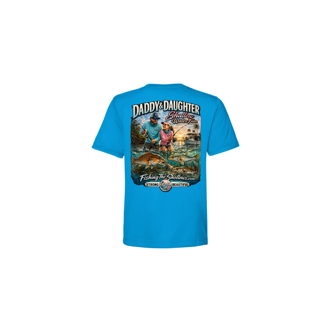 Daddy Daughter – Girls Short Sleeve in Electric Blue - back view