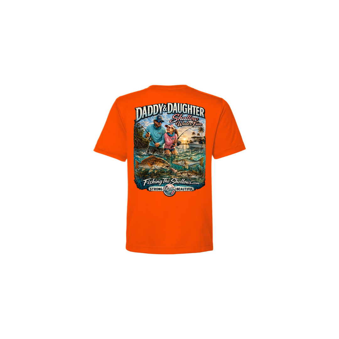 Daddy Daughter – Girls Short Sleeve in Safety Orange - back view