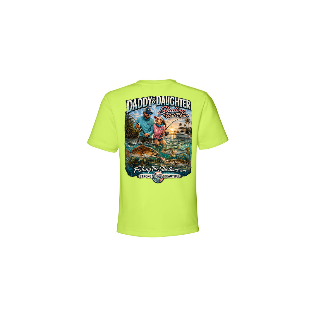 Daddy Daughter – Girls Short Sleeve in Safety Yellow - back view