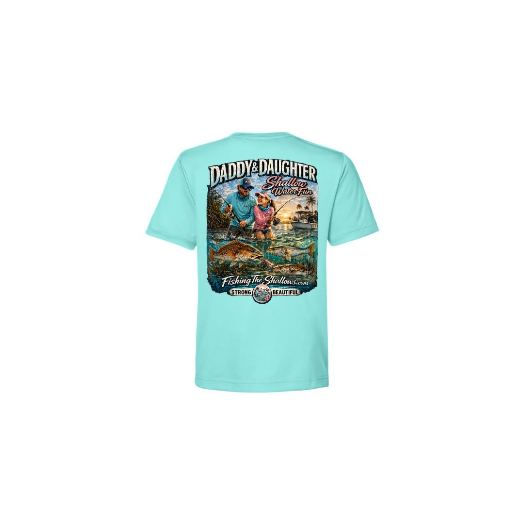 Daddy Daughter – Girls Short Sleeve in Sea Glass - back view