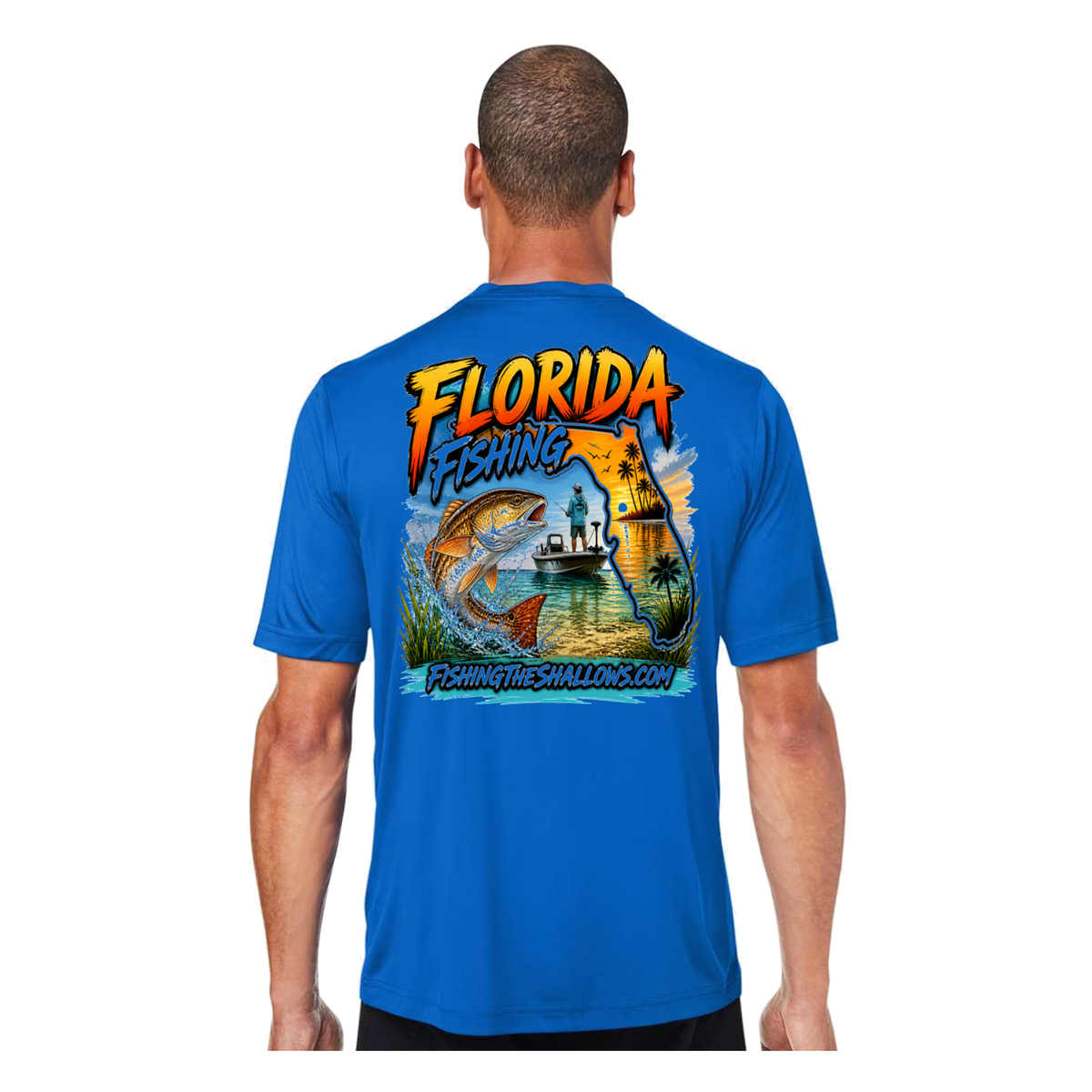 Florida FTS SS in True Royal, back view - mens short sleeve performance fishing shirt by Fishing The Shallows