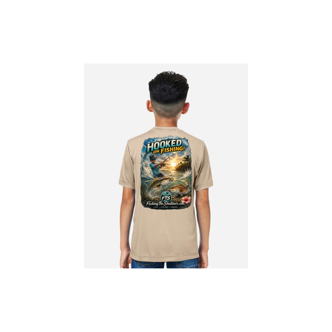 Hooked On Fishing – Youth Short Sleeve in Stone - back view