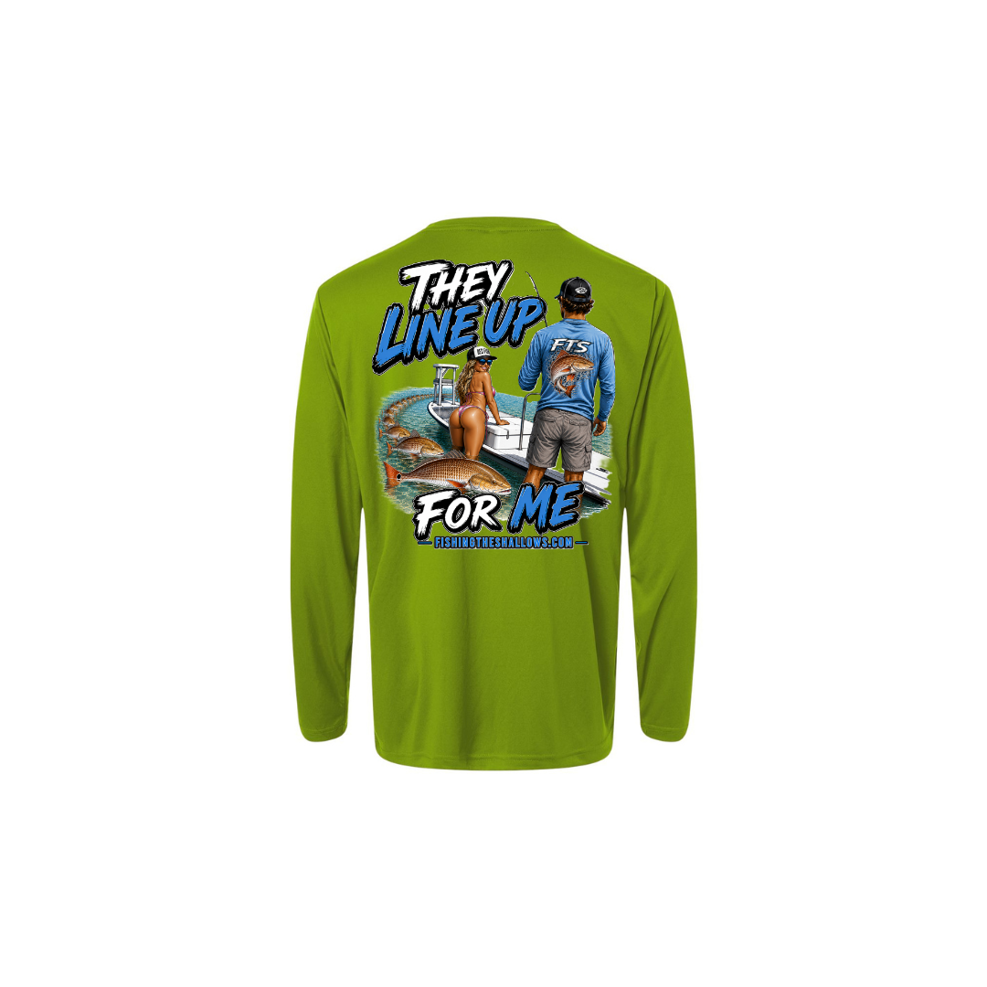 FTS Net Red – Men's Long Sleeve in Acid Green - back view