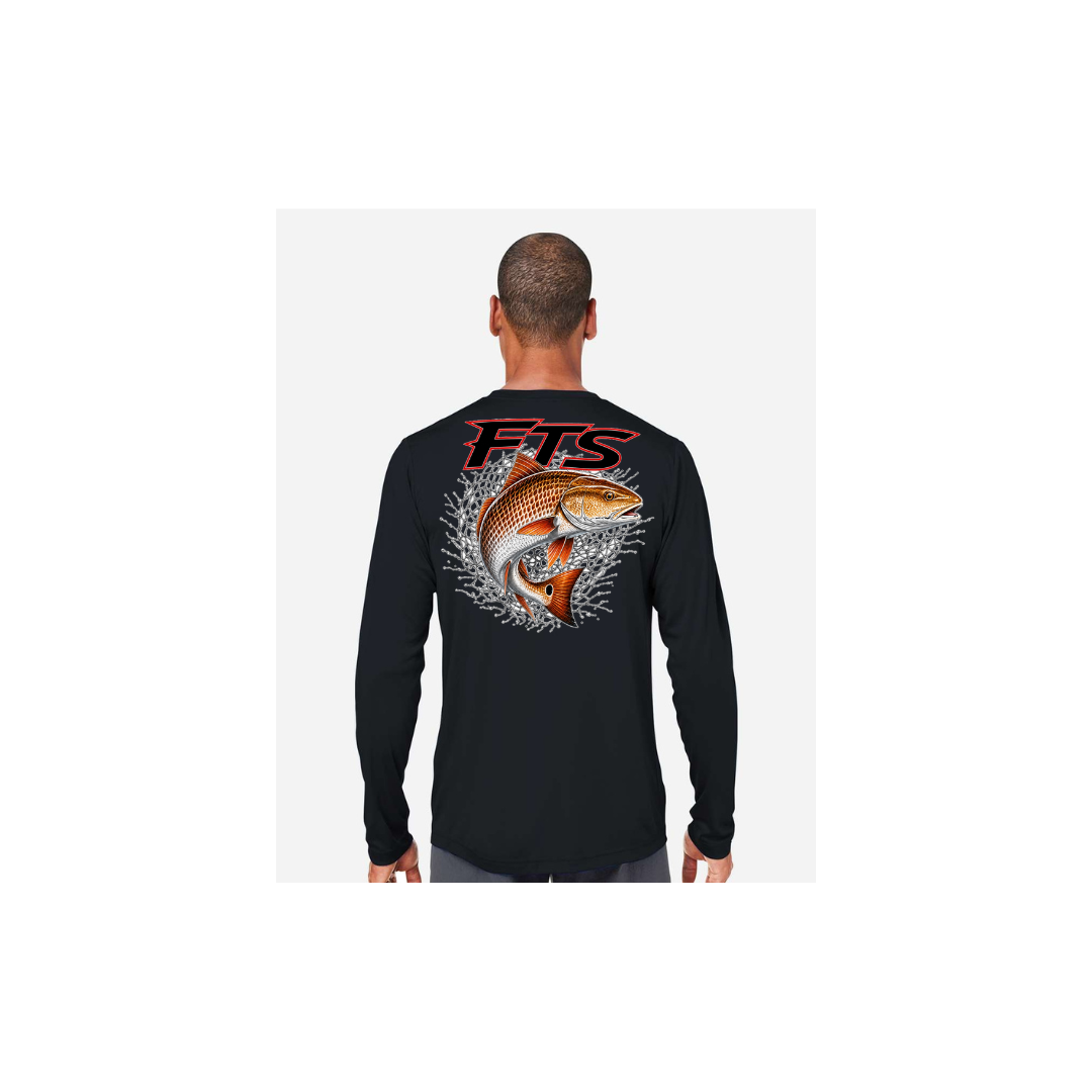 FTS Net Red – Men's Long Sleeve in Black - back view
