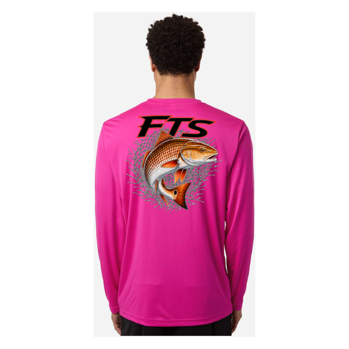 FTS Net Red – Men's Long Sleeve - Bright Magenta - Back