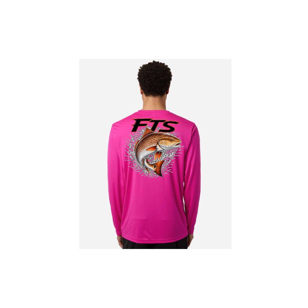 FTS Net Red – Men's Long Sleeve in Bright Magenta - back view