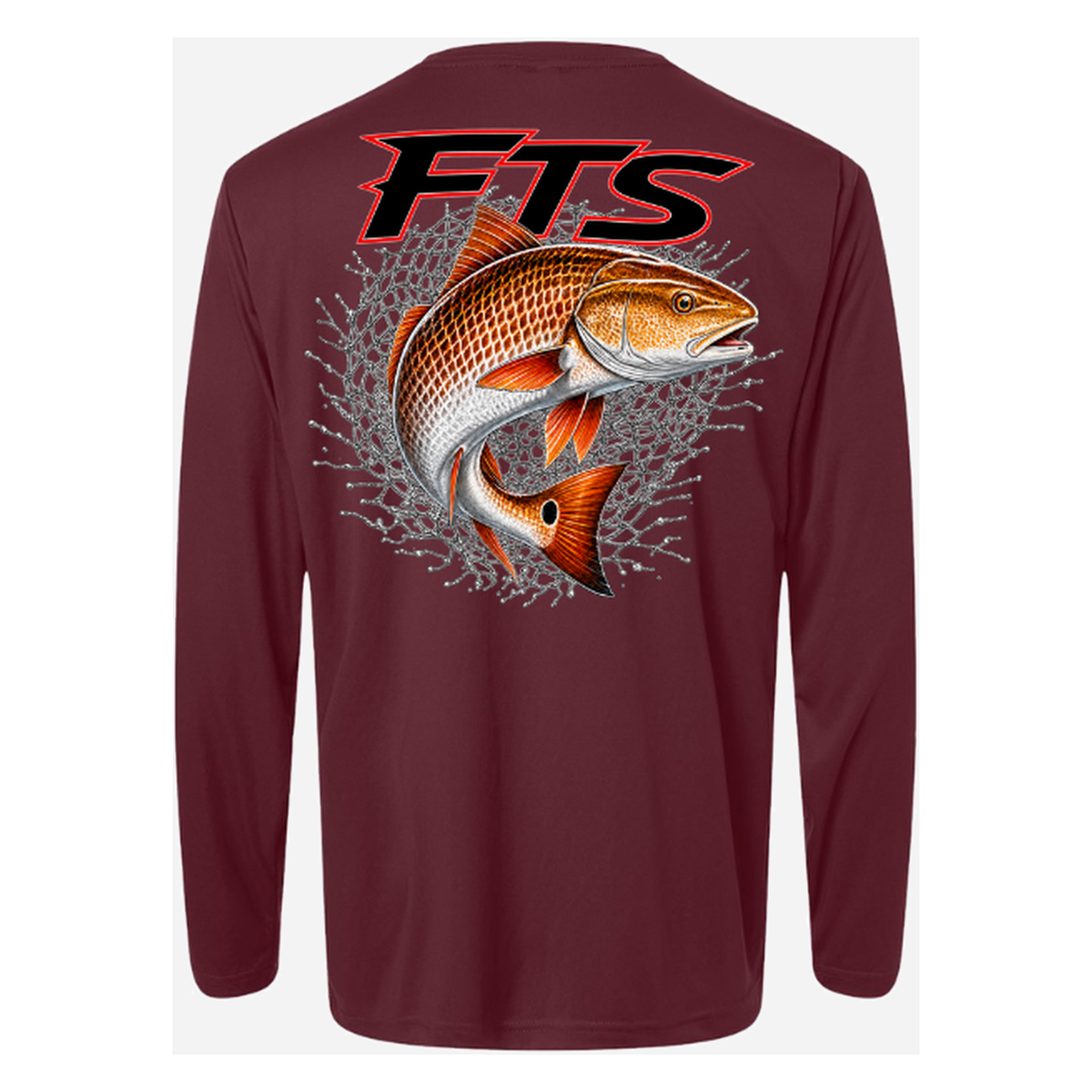 FTS Net Red – Men's Long Sleeve - Burgundy - Back