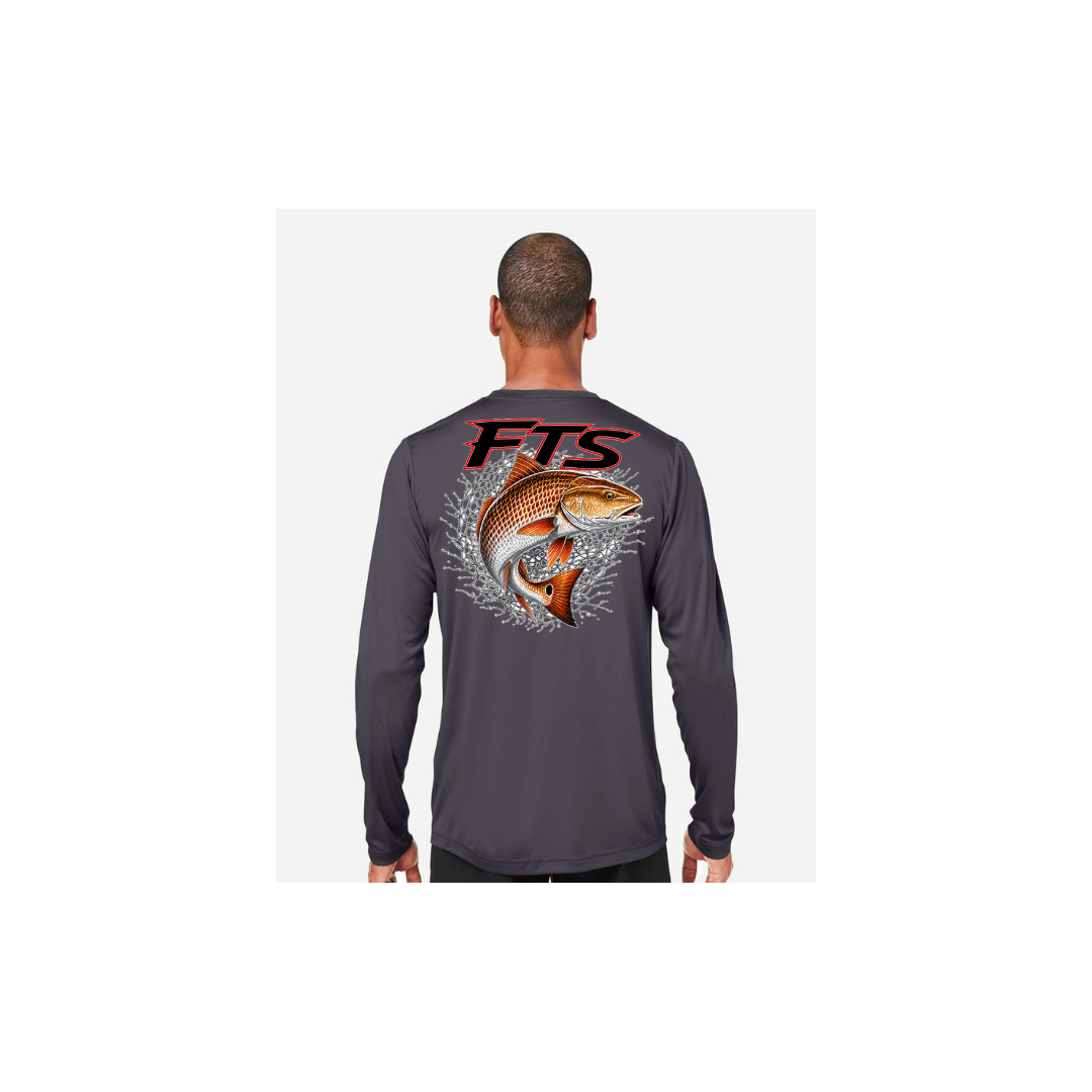 FTS Net Red – Men's Long Sleeve in Carbon - back view