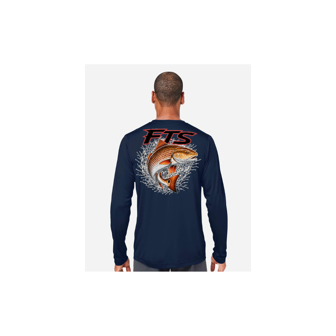 FTS Net Red – Men's Long Sleeve in Classic Navy - back view
