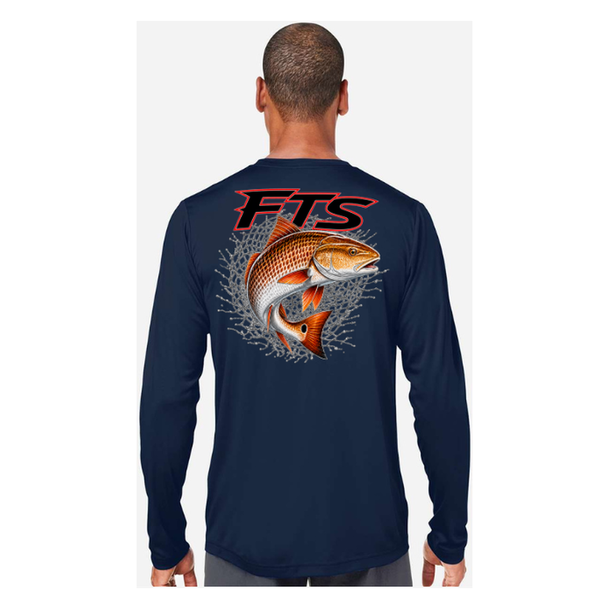 FTS Net Red – Men's Long Sleeve - Classic Navy - Back