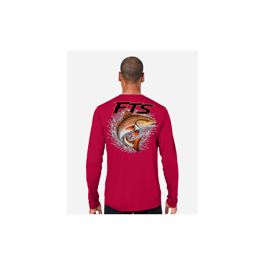 FTS Net Red – Men's Long Sleeve in Classic Red - back view