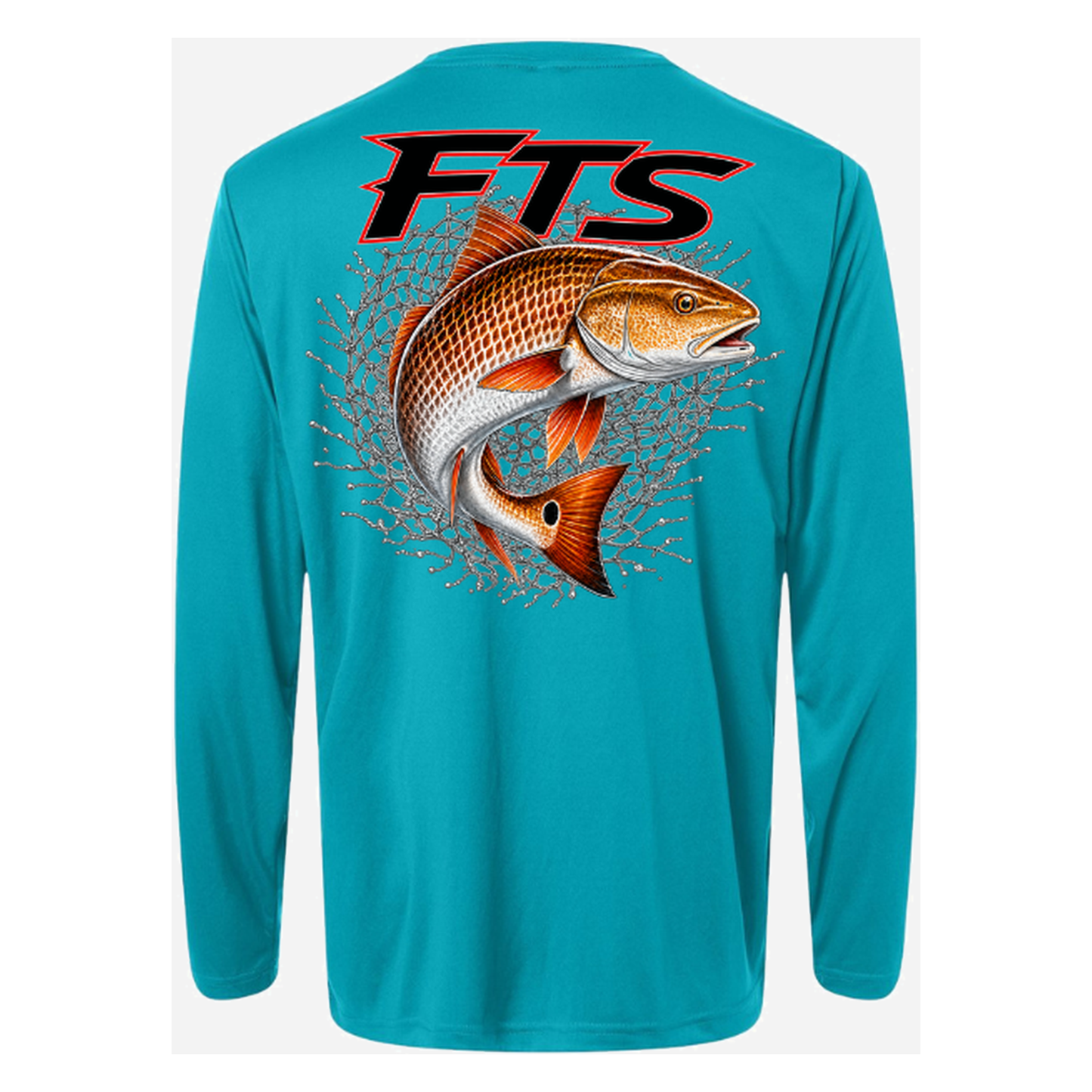 FTS Net Red – Men's Long Sleeve - Clear Teal - Back