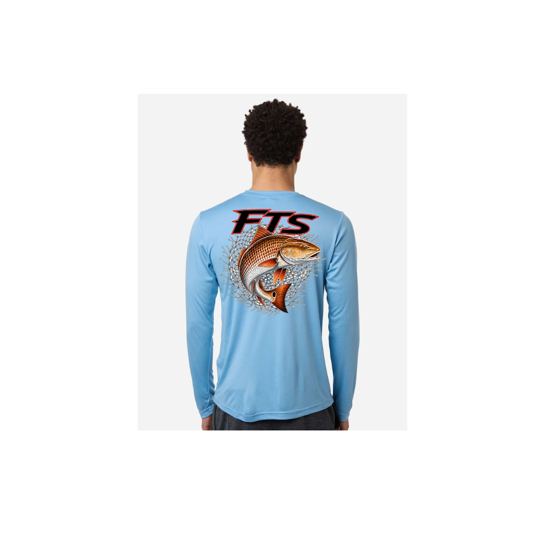 FTS Net Red – Men's Long Sleeve in Columbia Blue - back view