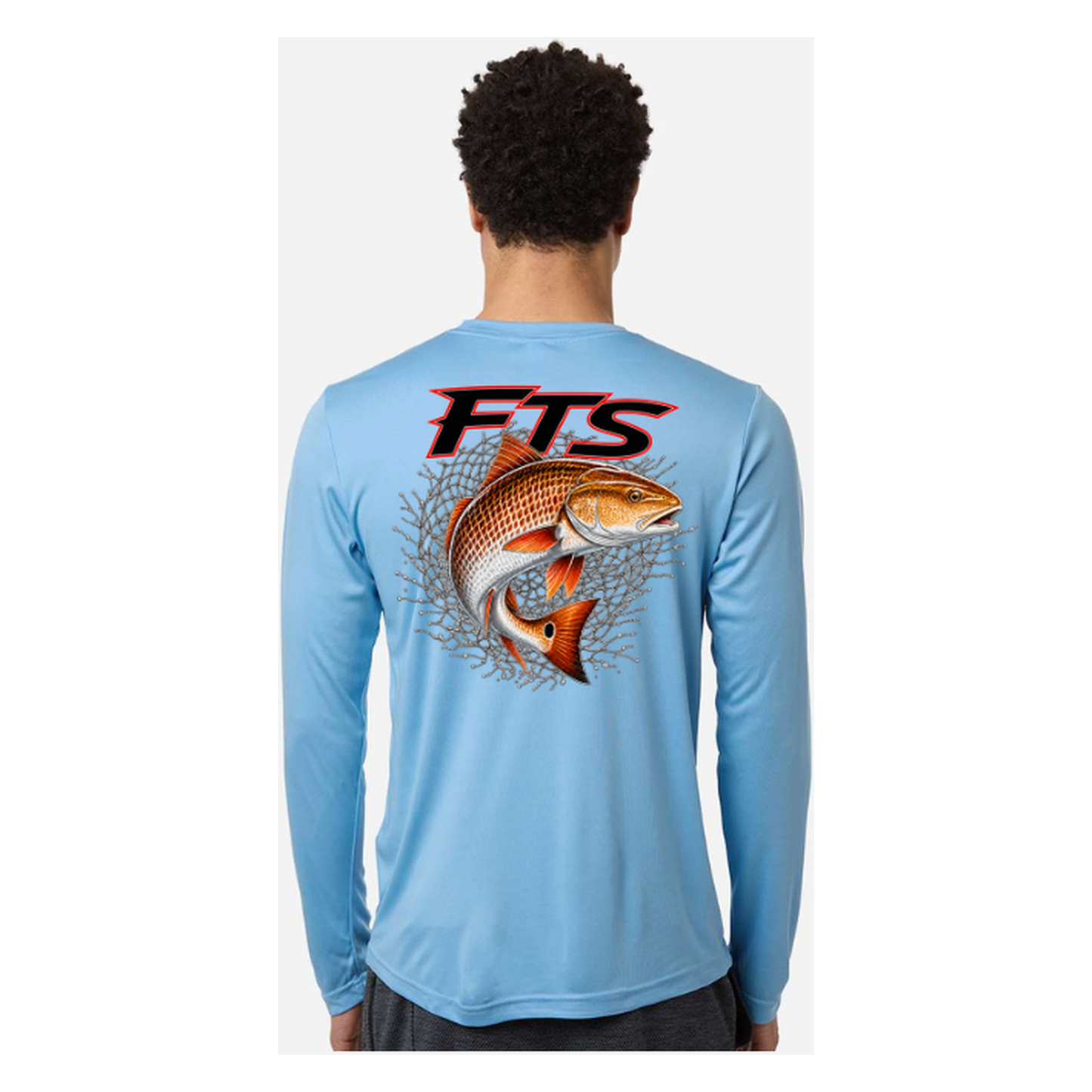 FTS Net Red – Men's Long Sleeve - Columbia Blue - Back