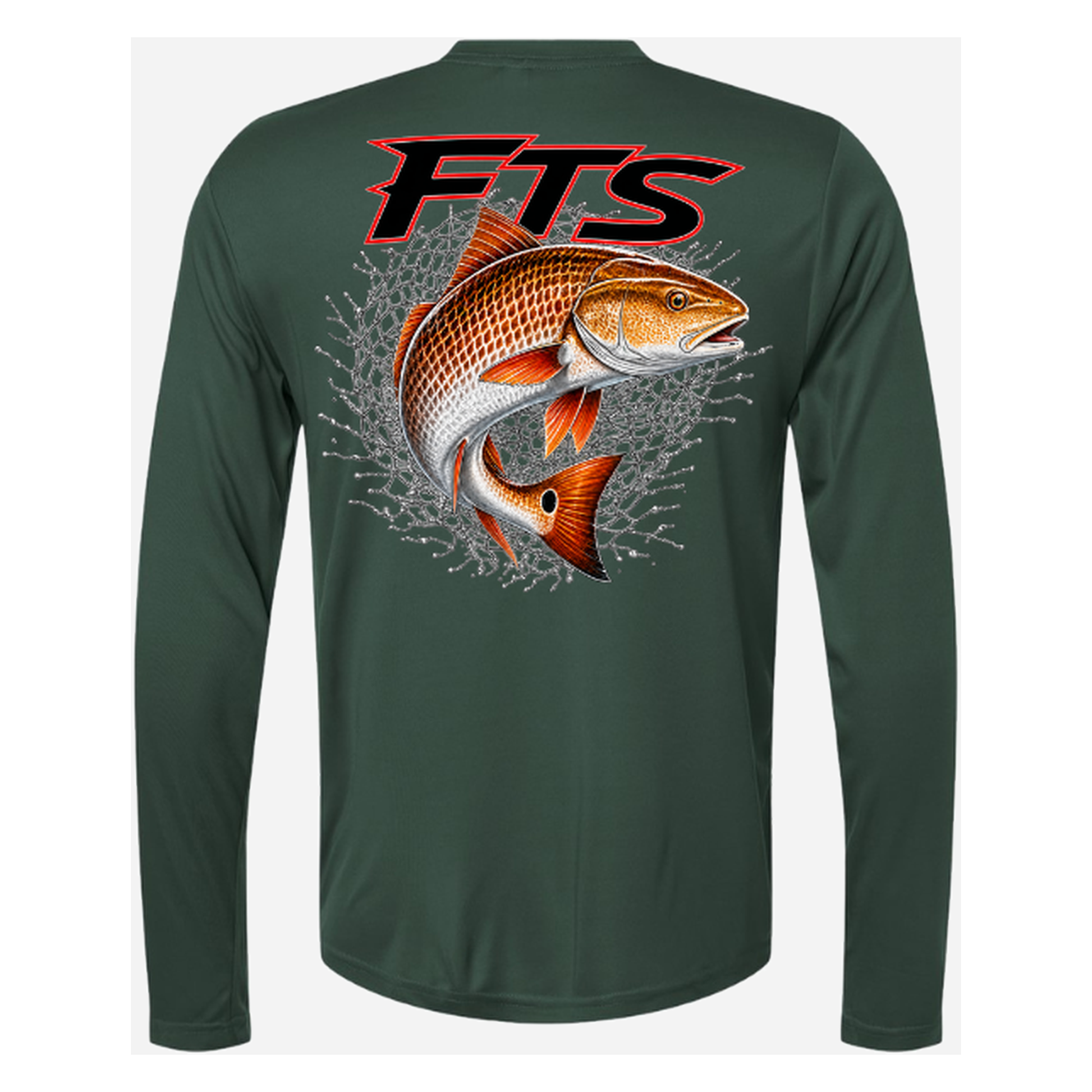 FTS Net Red – Men's Long Sleeve - Forest - Back