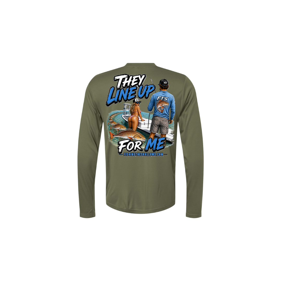 FTS Net Red – Men's Long Sleeve in Military Green - back view