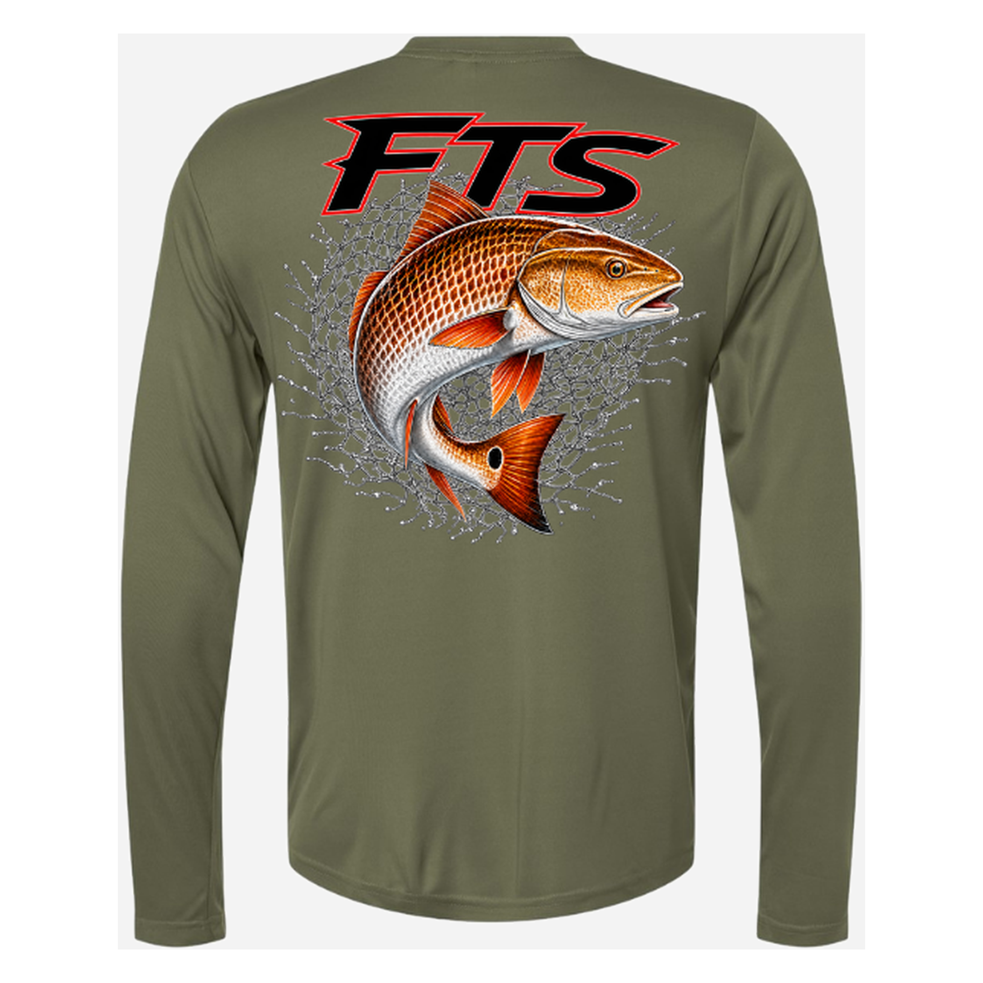 FTS Net Red – Men's Long Sleeve - Military Green - Back