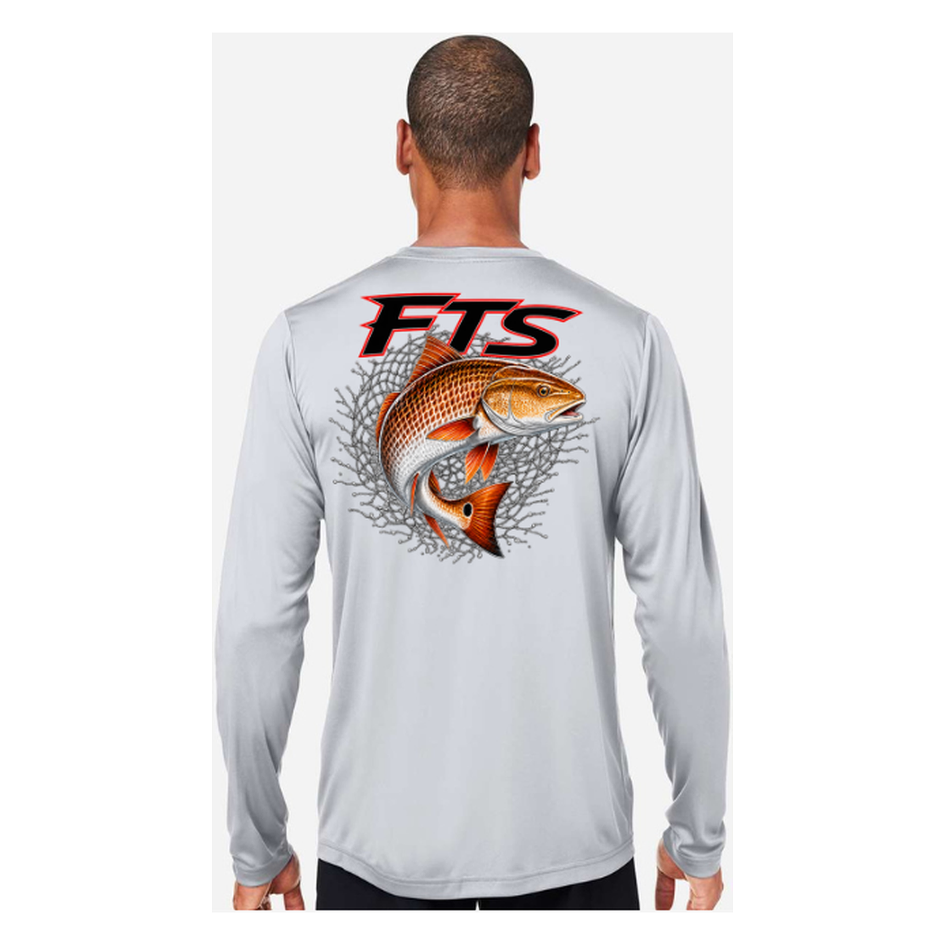 FTS Net Red – Men's Long Sleeve - Platinum - Back