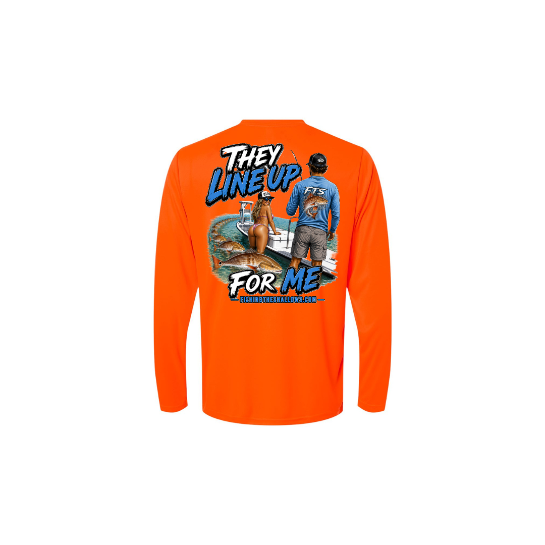 FTS Net Red – Men's Long Sleeve in Safety Orange - back view
