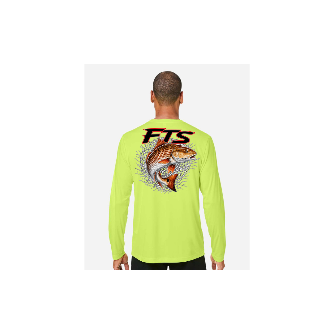 FTS Net Red – Men's Long Sleeve in Safety Yellow - back view