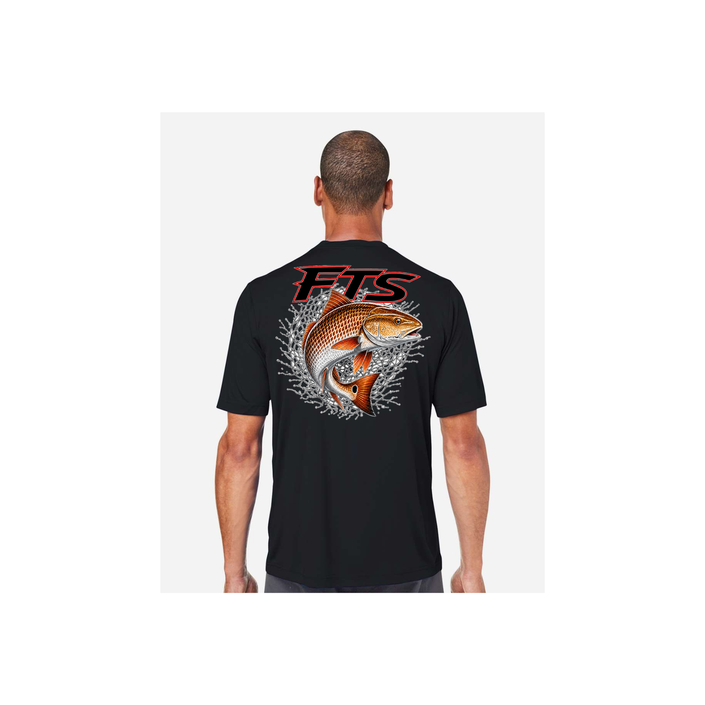 FTS Net Red – Men's Short Sleeve in Black - back view