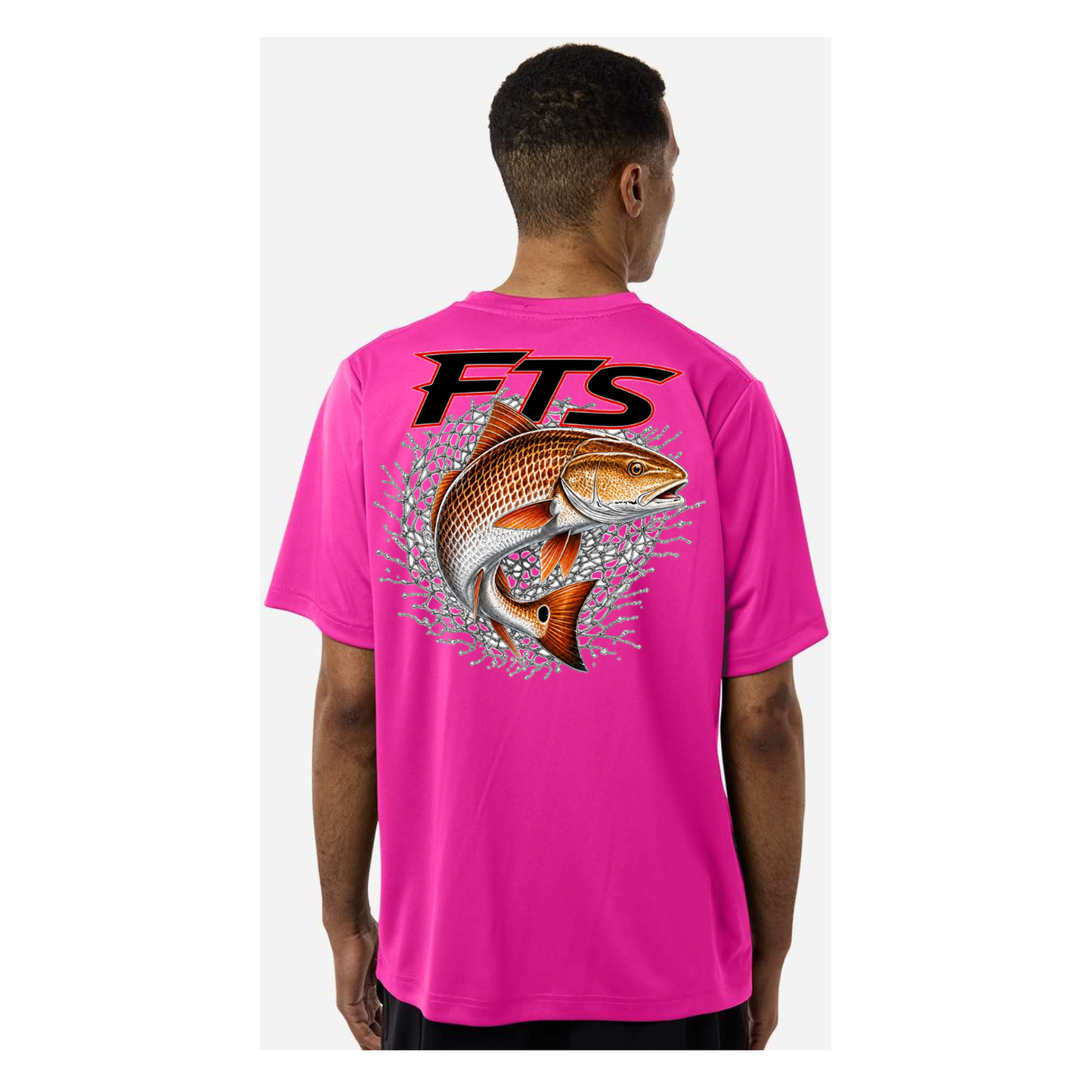 FTS Net Red – Men's Short Sleeve - Bright Magenta - Back