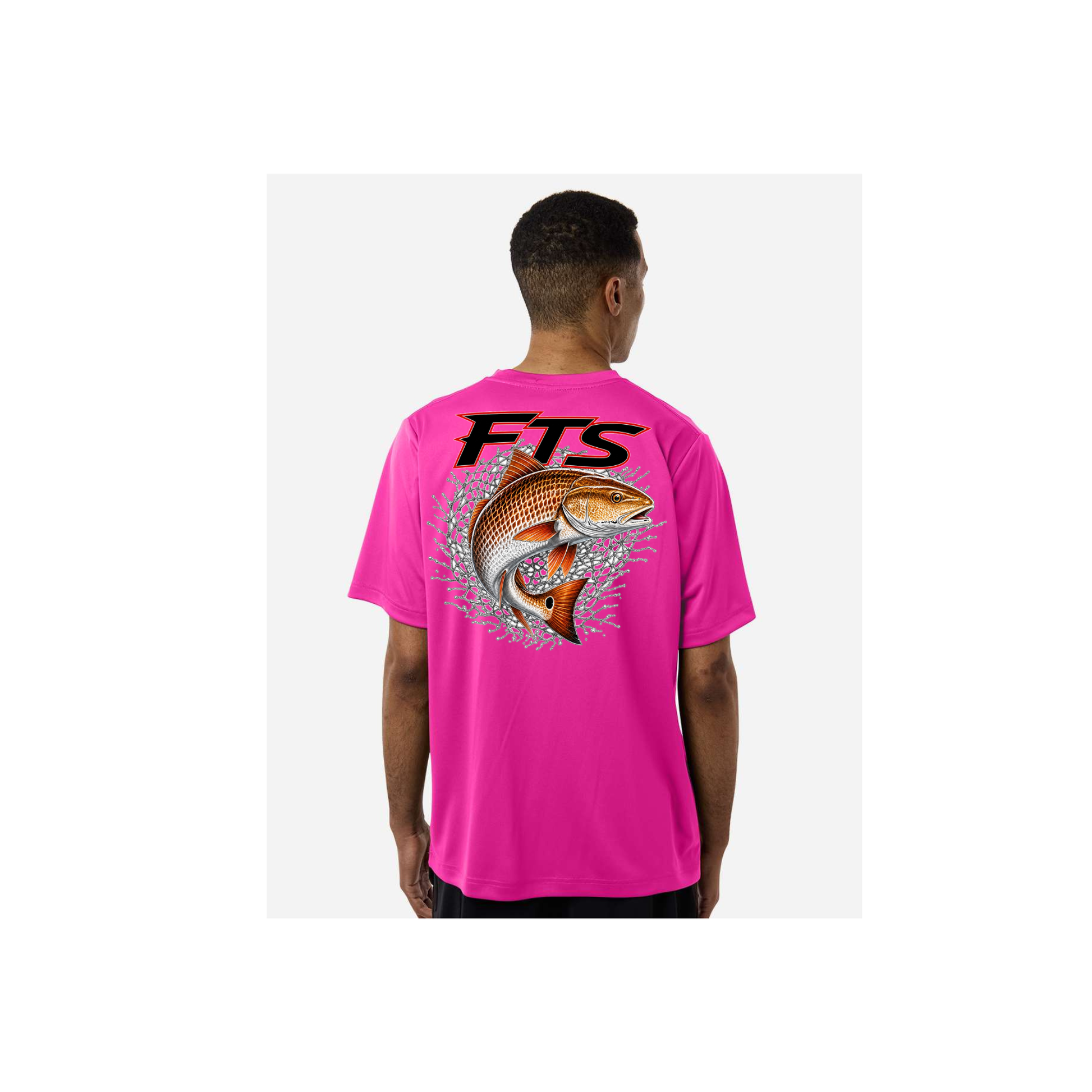 FTS Net Red – Men's Short Sleeve in Bright Magenta - back view