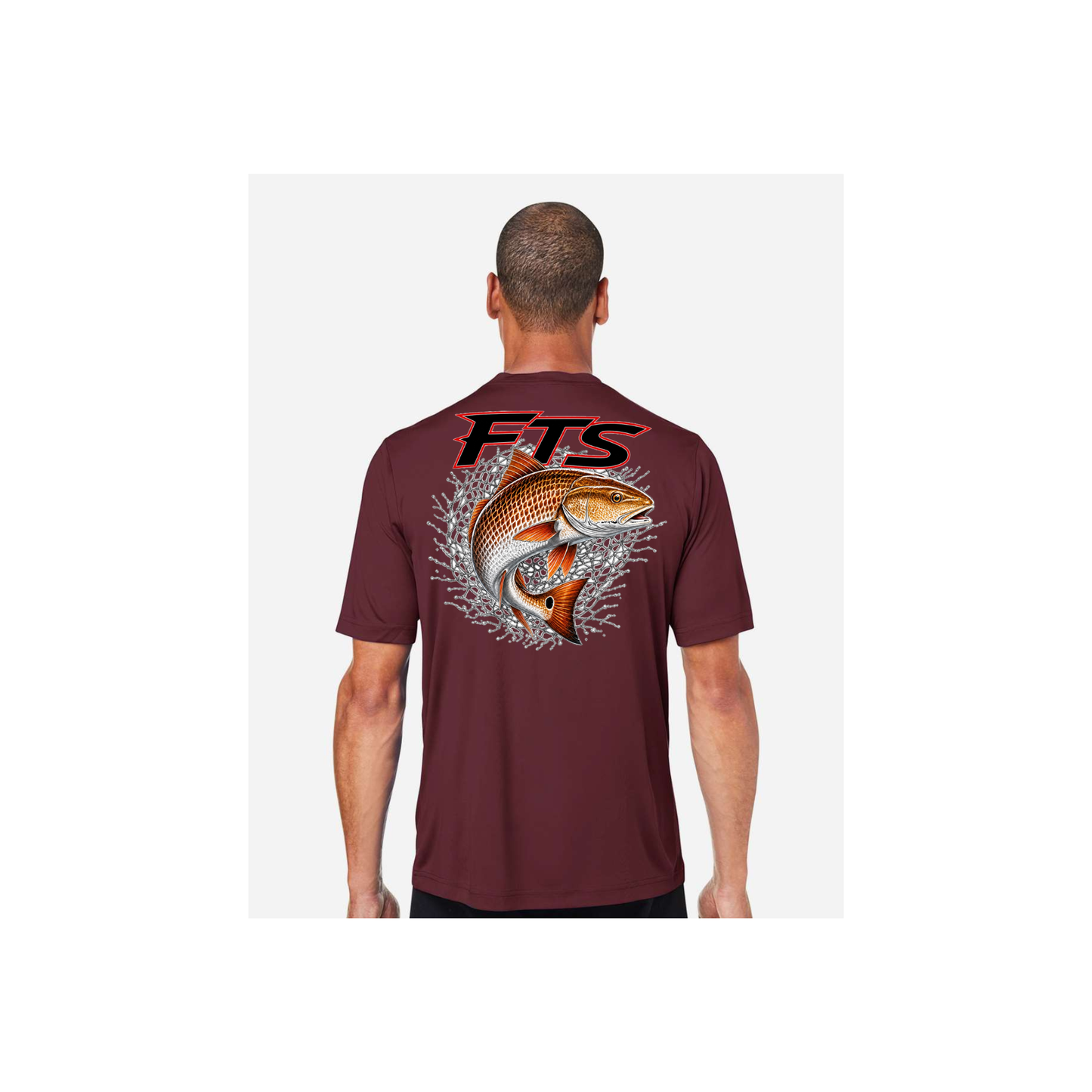 FTS Net Red – Men's Short Sleeve in Burgundy - back view