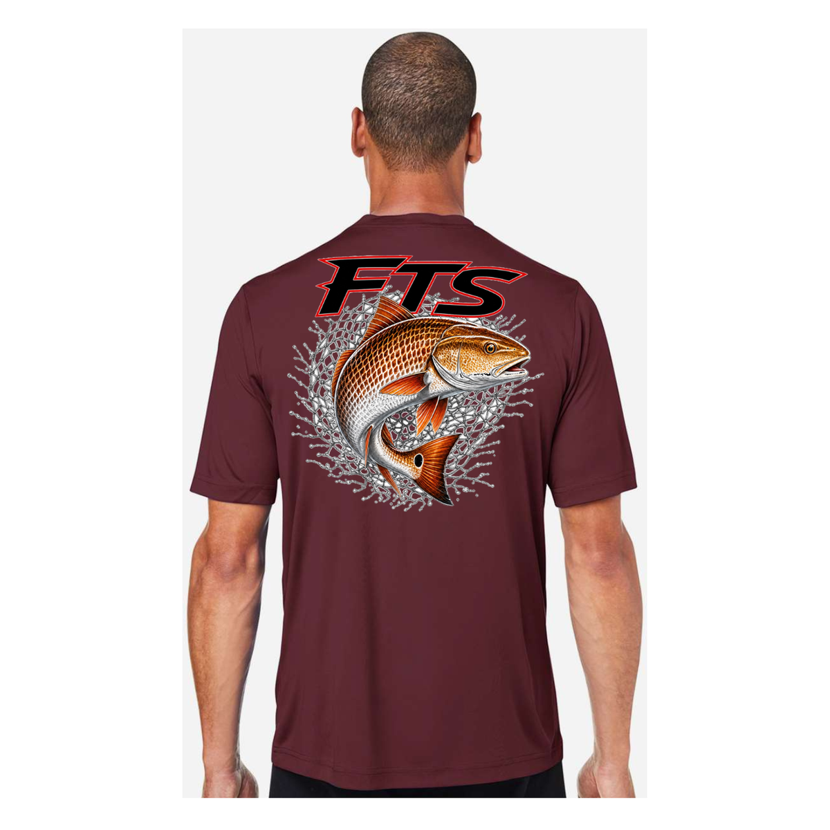 FTS Net Red – Men's Short Sleeve - Burgundy - Back