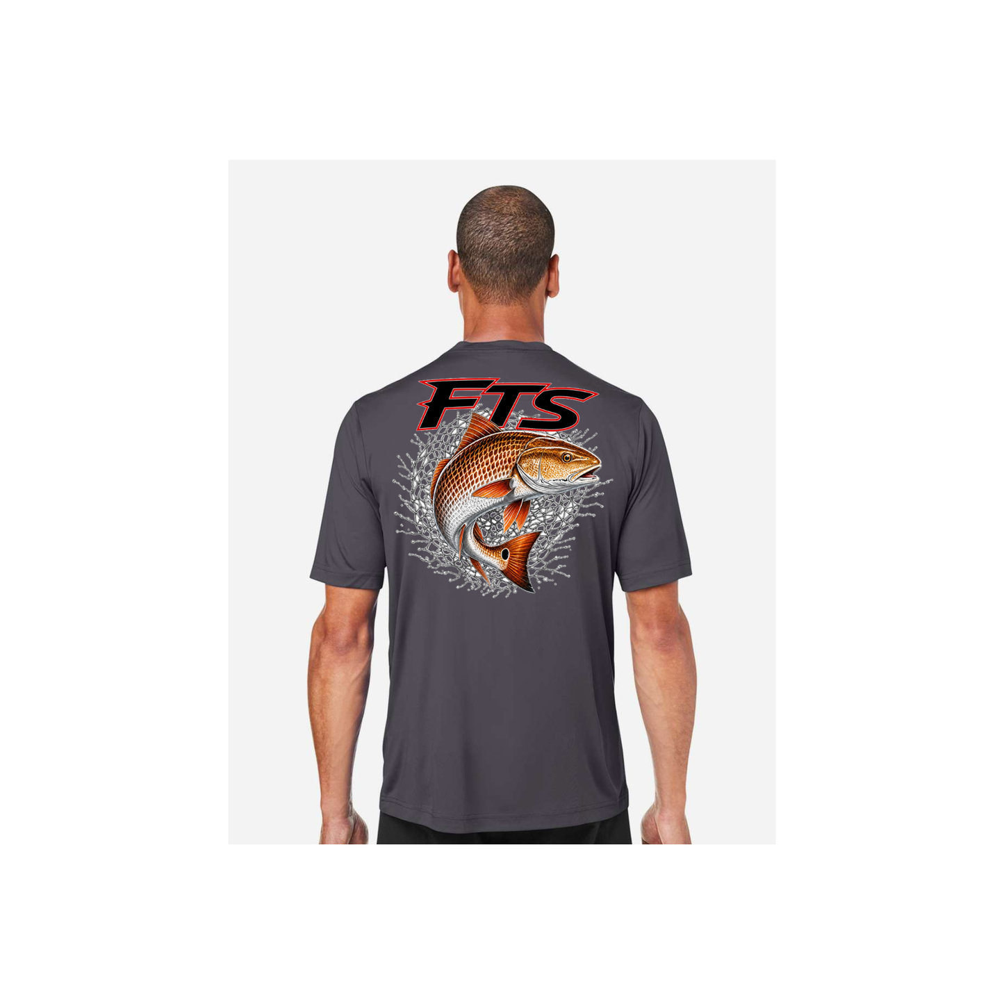 FTS Net Red – Men's Short Sleeve in Carbon - back view