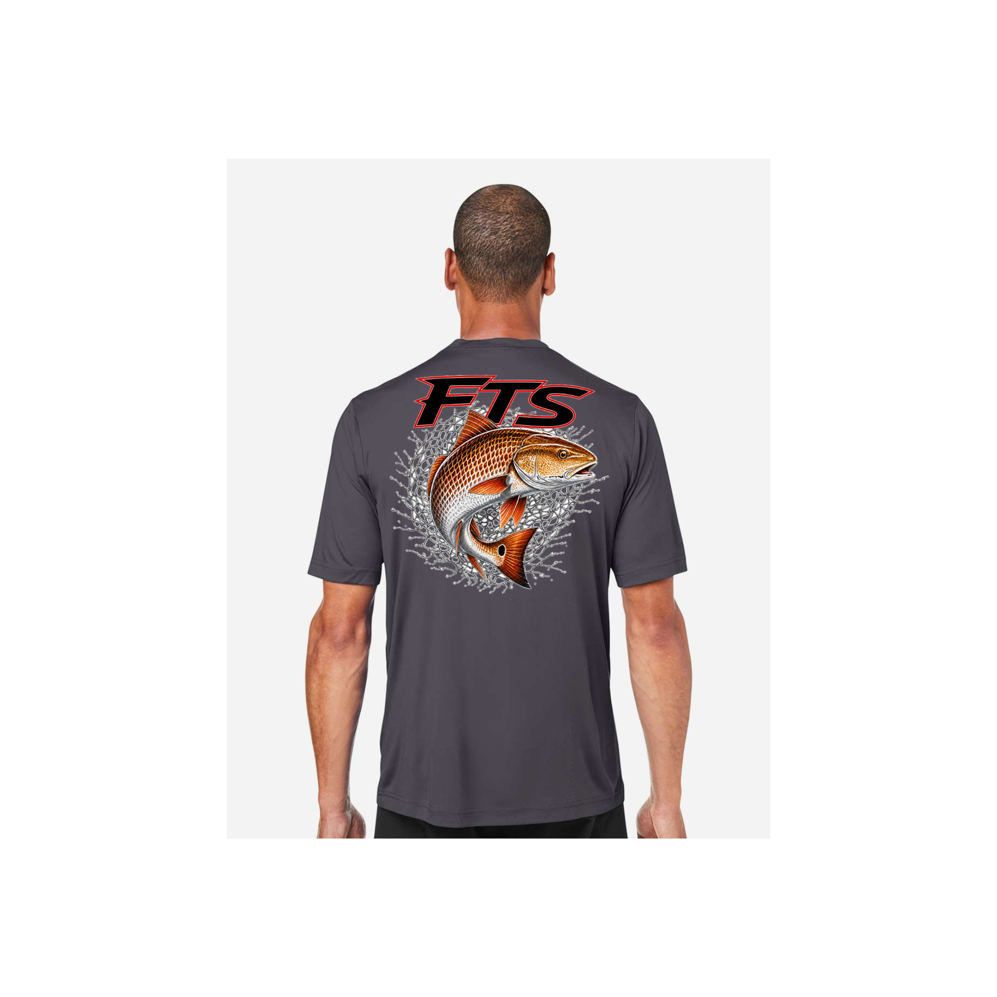 FTS Net Red – Men's Short Sleeve in Carbon - back view