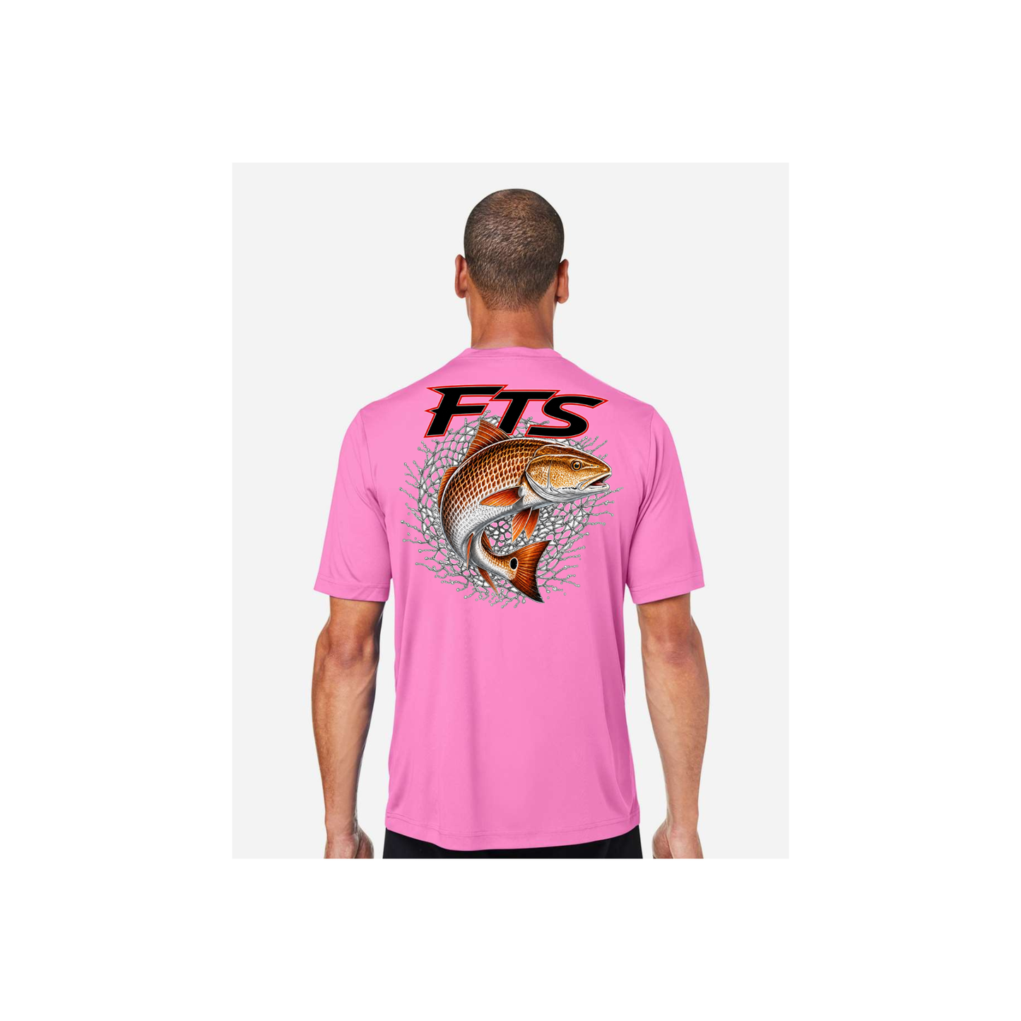 FTS Net Red – Men's Short Sleeve in Charity Pink - back view