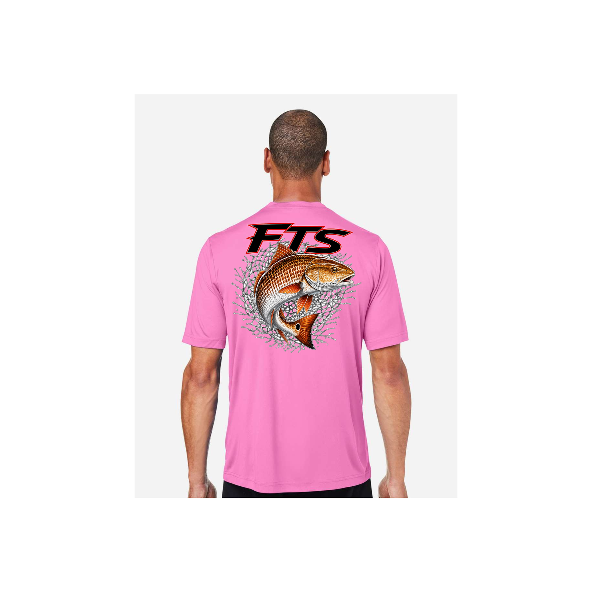 FTS Net Red – Men's Short Sleeve in Charity Pink - back view