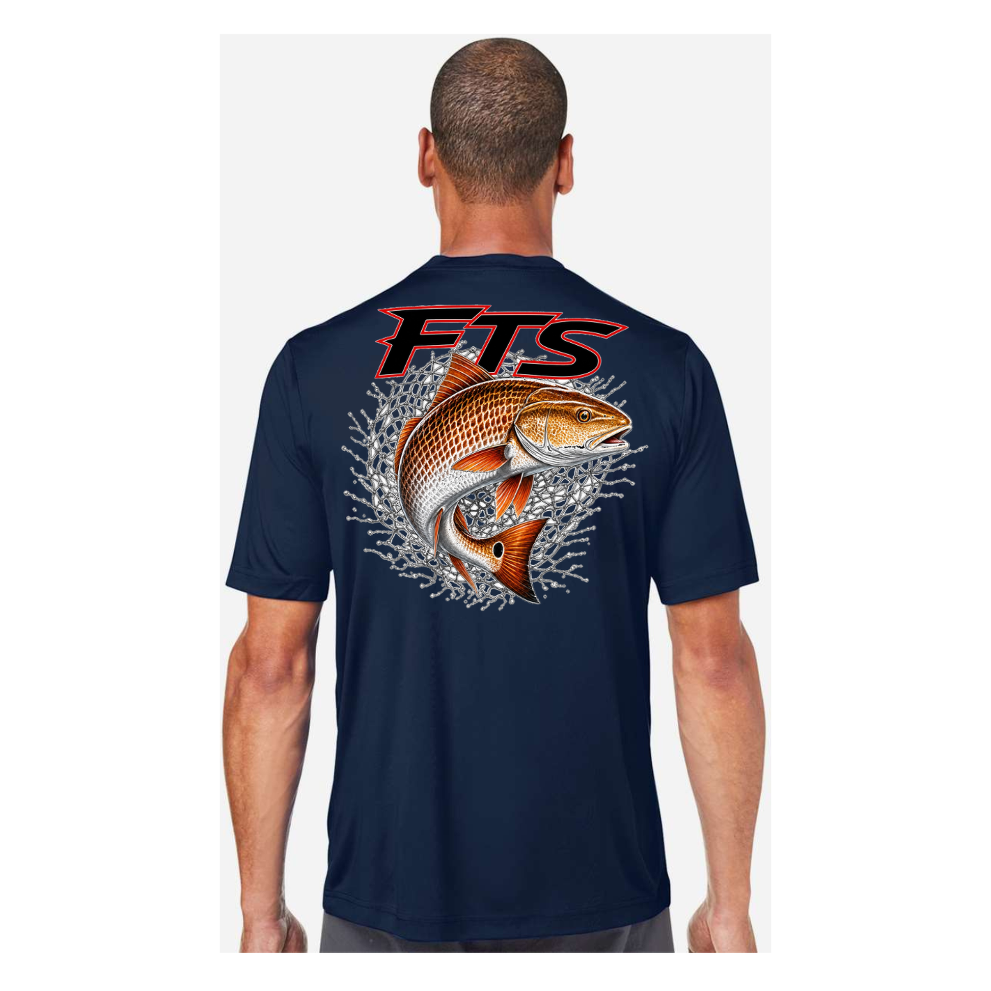 FTS Net Red – Men's Short Sleeve - Classic Navy - Back